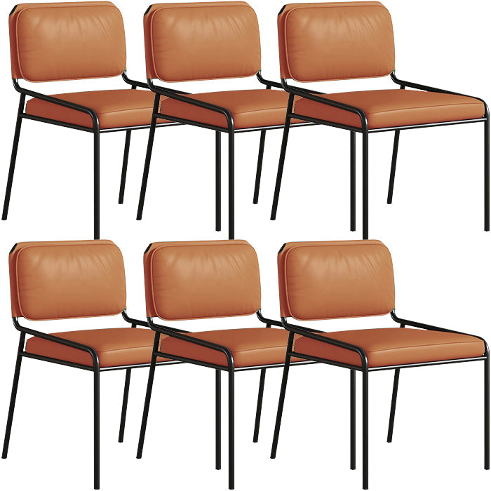 Modern Style Leather Open Back Upholstered Home Dining Side Chair Orange 6 Piece Set Clearhalo 'Dining Chairs' 'Dining Tables & Seating' 'dining_chair' 'furn' 'furn_dining_chair' 'Furniture' 'Kitchen & Dining Furniture' 7718032