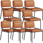Modern Style Leather Open Back Upholstered Home Dining Side Chair Orange 8 Piece Set Clearhalo 'Dining Chairs' 'Dining Tables & Seating' 'dining_chair' 'furn' 'furn_dining_chair' 'Furniture' 'Kitchen & Dining Furniture' 7718033