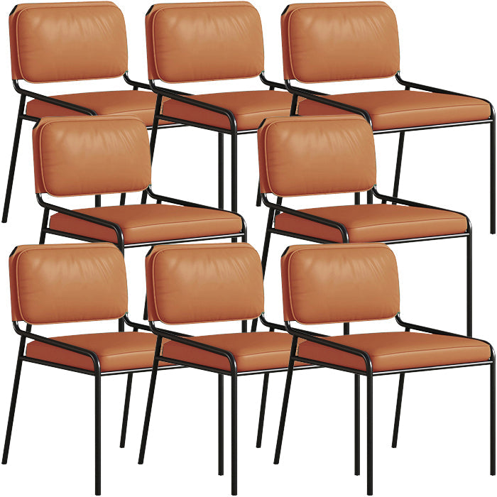 Modern Style Leather Open Back Upholstered Home Dining Side Chair Orange 8 Piece Set Clearhalo 'Dining Chairs' 'Dining Tables & Seating' 'dining_chair' 'furn' 'furn_dining_chair' 'Furniture' 'Kitchen & Dining Furniture' 7718033