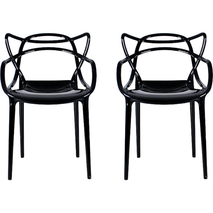 Eigentijdse indoor plastic open achterkant stacking eetstoel stoel