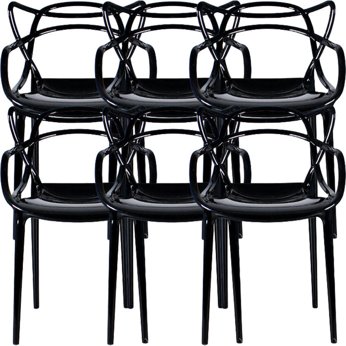 Eigentijdse indoor plastic open achterkant stacking eetstoel stoel