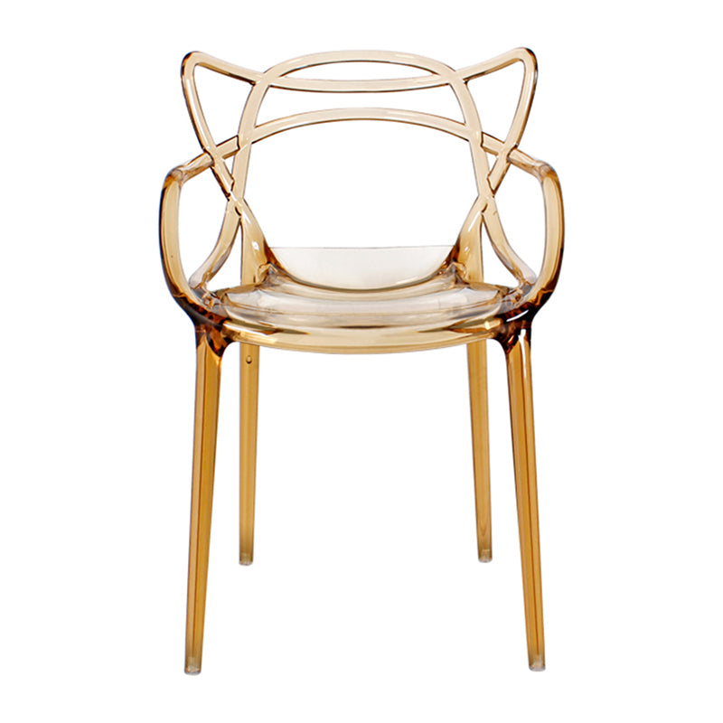 Eigentijdse indoor plastic open achterkant stacking eetstoel stoel