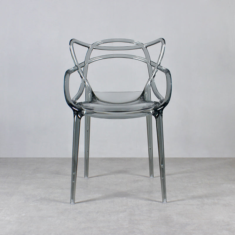 Eigentijdse indoor plastic open achterkant stacking eetstoel stoel