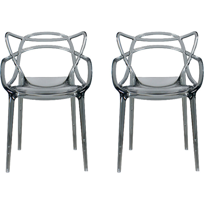 Eigentijdse indoor plastic open achterkant stacking eetstoel stoel