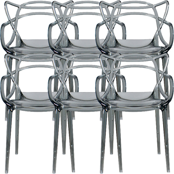 Eigentijdse indoor plastic open achterkant stacking eetstoel stoel