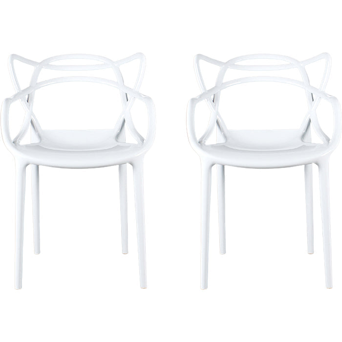 Eigentijdse indoor plastic open achterkant stacking eetstoel stoel