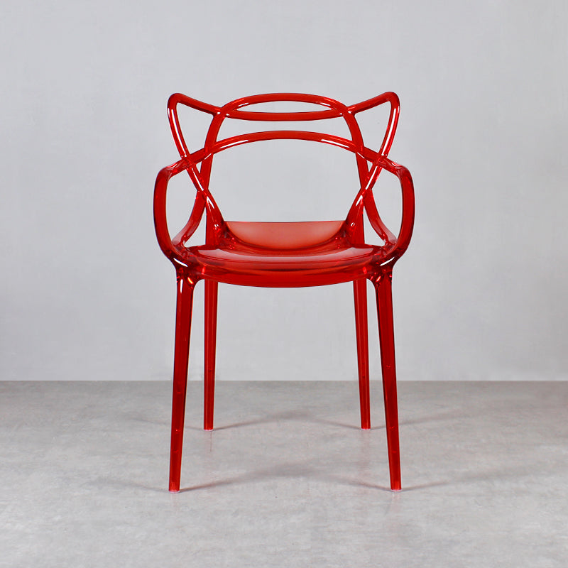 Eigentijdse indoor plastic open achterkant stacking eetstoel stoel