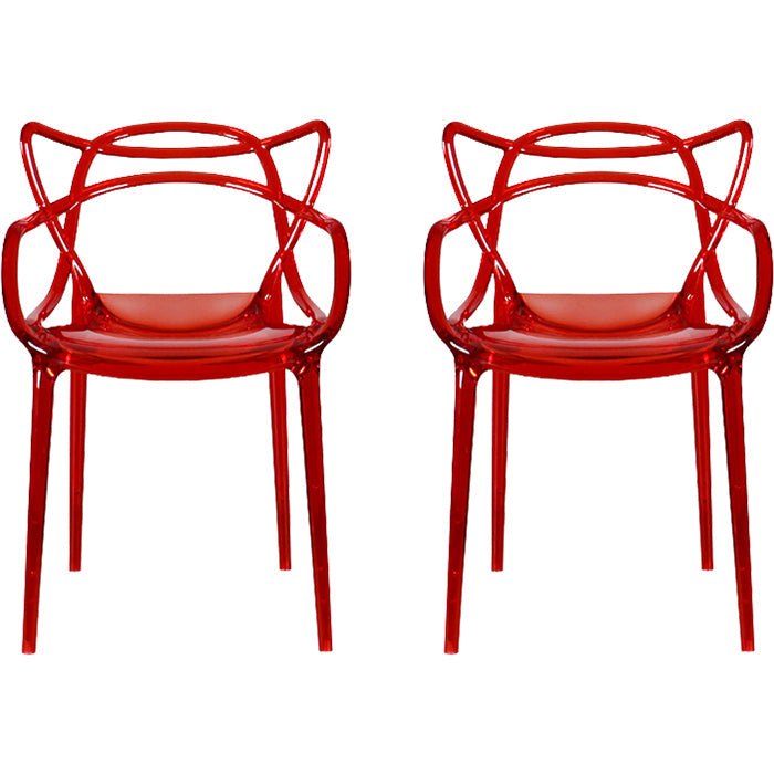 Eigentijdse indoor plastic open achterkant stacking eetstoel stoel