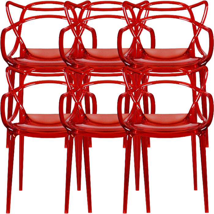 Eigentijdse indoor plastic open achterkant stacking eetstoel stoel