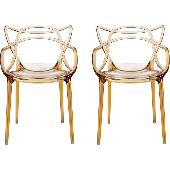 Eigentijdse indoor plastic open achterkant stacking eetstoel stoel