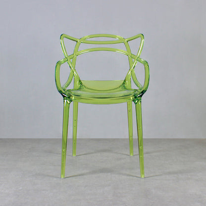 Eigentijdse indoor plastic open achterkant stacking eetstoel stoel