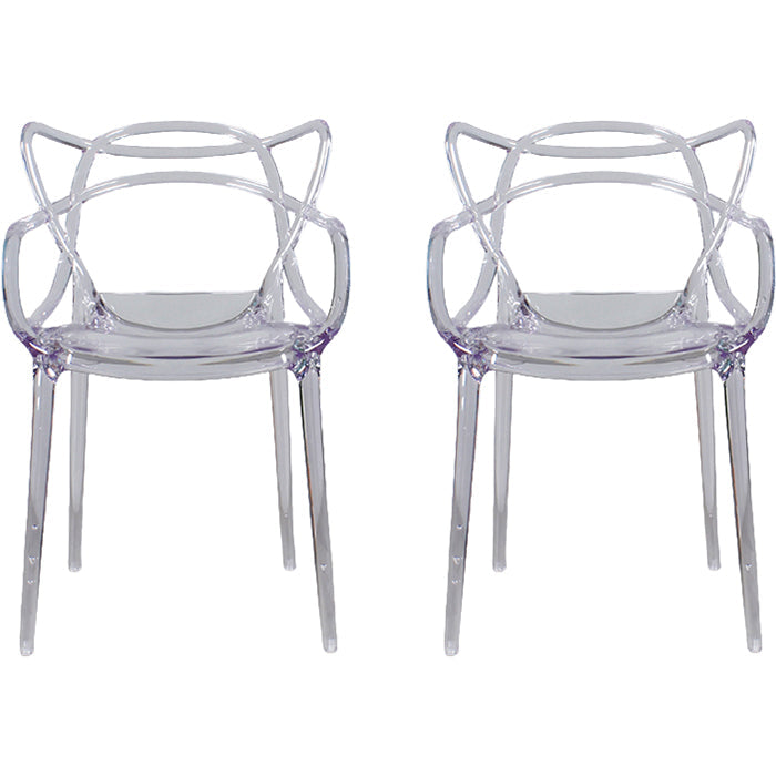 Eigentijdse indoor plastic open achterkant stacking eetstoel stoel