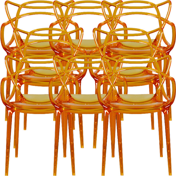 Eigentijdse indoor plastic open achterkant stacking eetstoel stoel