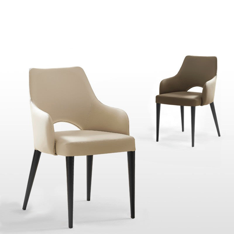 Estilo moderno abierto Silla lateral de comedor de cuero tapizado para el hogar