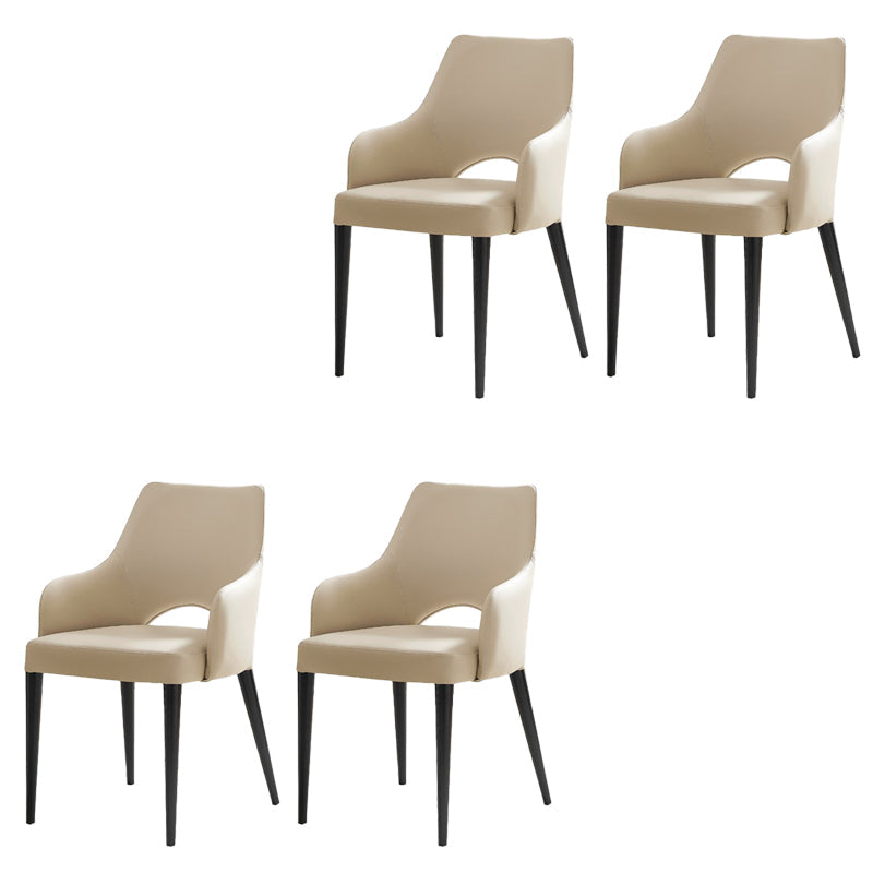 Estilo moderno abierto Silla lateral de comedor de cuero tapizado para el hogar