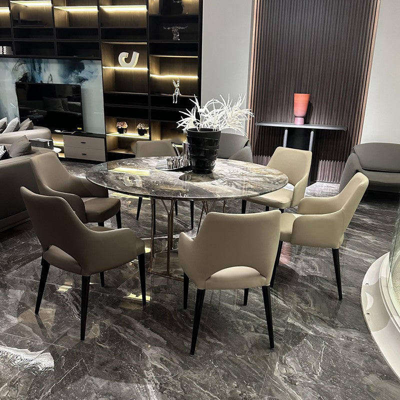 Estilo moderno abierto Silla lateral de comedor de cuero tapizado para el hogar