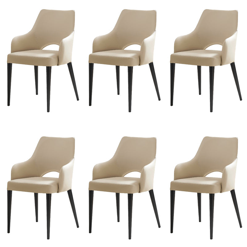 Estilo moderno abierto Silla lateral de comedor de cuero tapizado para el hogar