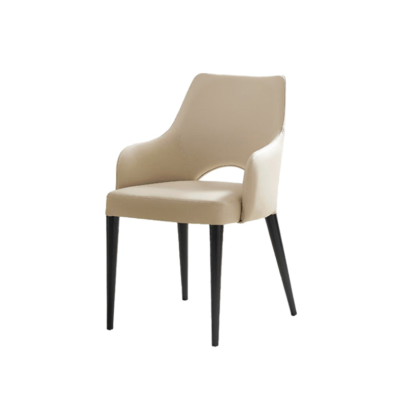 Estilo moderno abierto Silla lateral de comedor de cuero tapizado para el hogar