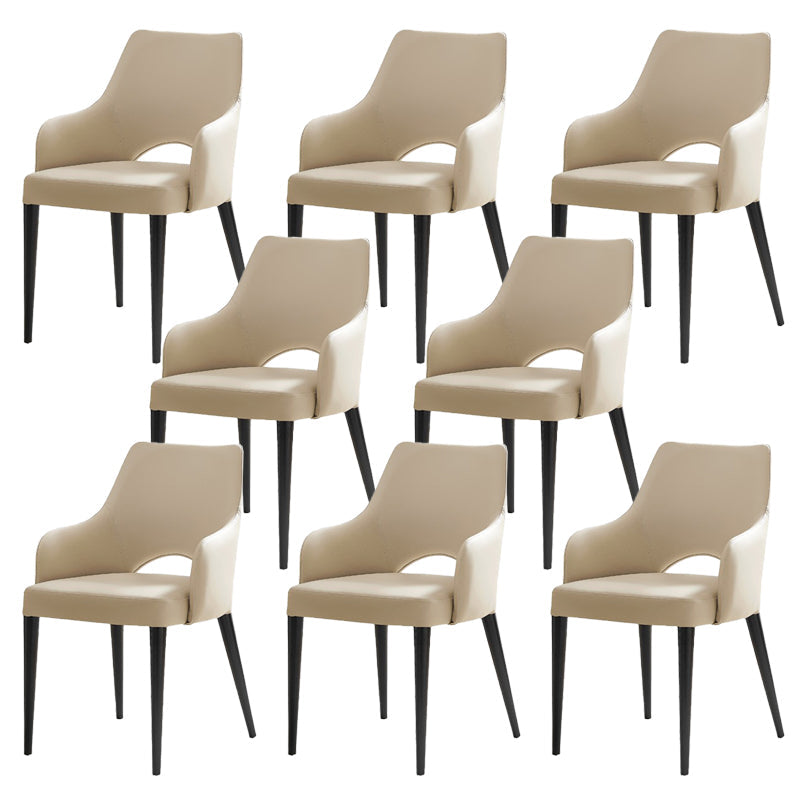 Estilo moderno abierto Silla lateral de comedor de cuero tapizado para el hogar