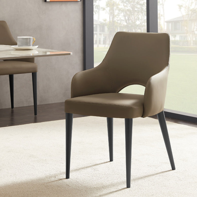 Estilo moderno abierto Silla lateral de comedor de cuero tapizado para el hogar