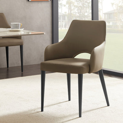 Estilo moderno abierto Silla lateral de comedor de cuero tapizado para el hogar