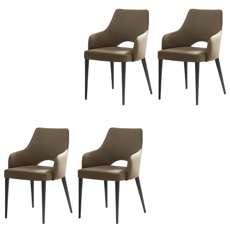Estilo moderno abierto Silla lateral de comedor de cuero tapizado para el hogar