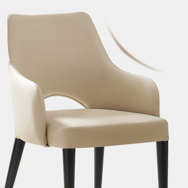 Estilo moderno abierto Silla lateral de comedor de cuero tapizado para el hogar
