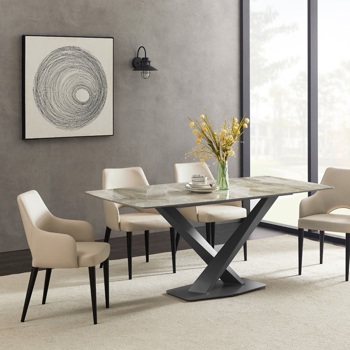 Estilo moderno abierto Silla lateral de comedor de cuero tapizado para el hogar