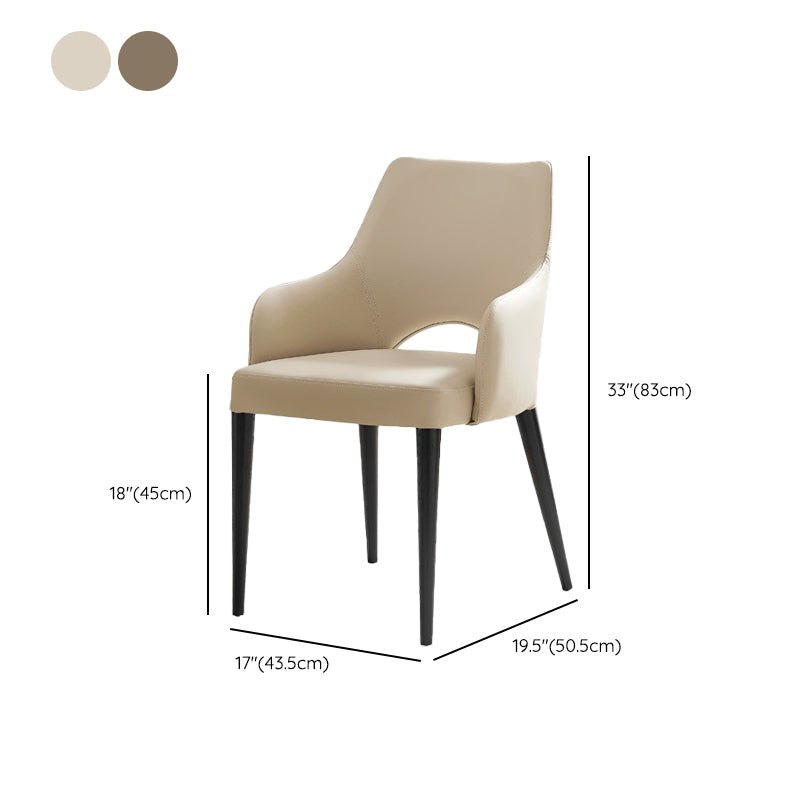 Estilo moderno abierto Silla lateral de comedor de cuero tapizado para el hogar