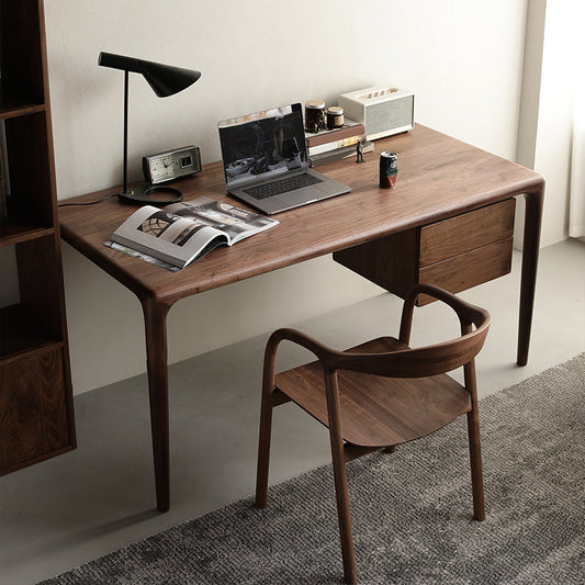 Silla de comedor de brazo de madera de nuez interior contemporánea en marrón