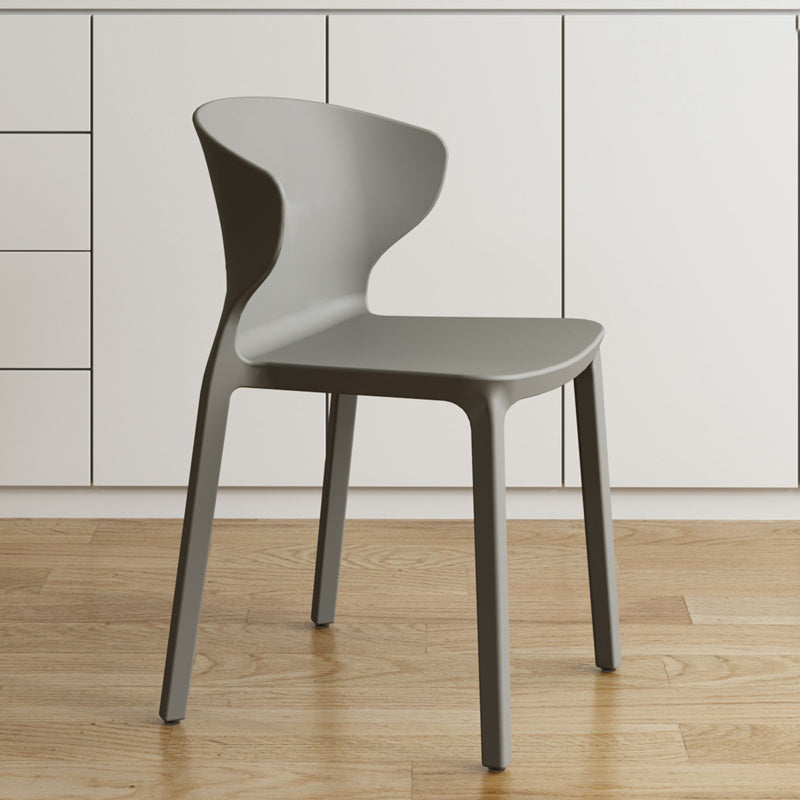 Contemporary Indoor Plastic Wingback Stackable Armless Dining Side Chair Dark Gray 1 Piece Clearhalo 'Dining Chairs' 'Dining Tables & Seating' 'dining_chair' 'furn' 'furn_dining_chair' 'Furniture' 'Kitchen & Dining Furniture' 7718136
