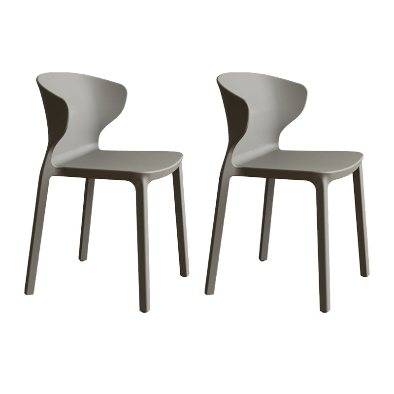 Contemporary Indoor Plastic Wingback Stackable Armless Dining Side Chair Dark Gray 2 Piece Set Clearhalo 'Dining Chairs' 'Dining Tables & Seating' 'dining_chair' 'furn' 'furn_dining_chair' 'Furniture' 'Kitchen & Dining Furniture' 7718138