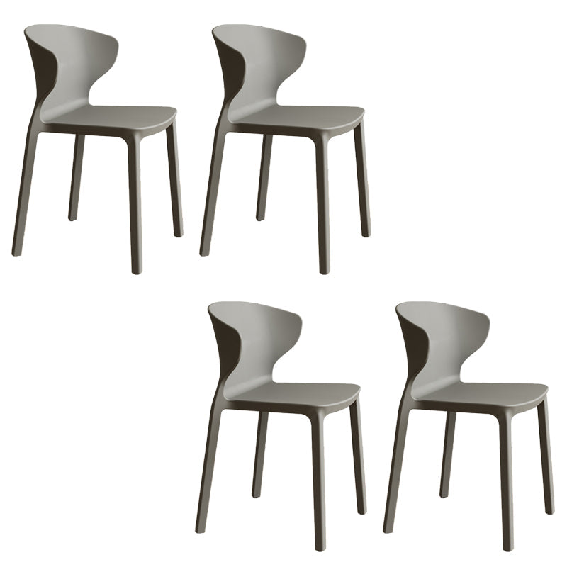 Contemporary Indoor Plastic Wingback Stackable Armless Dining Side Chair Dark Gray 4 Piece Set Clearhalo 'Dining Chairs' 'Dining Tables & Seating' 'dining_chair' 'furn' 'furn_dining_chair' 'Furniture' 'Kitchen & Dining Furniture' 7718139