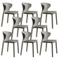 Contemporary Indoor Plastic Wingback Stackable Armless Dining Side Chair Dark Gray 8 Piece Set Clearhalo 'Dining Chairs' 'Dining Tables & Seating' 'dining_chair' 'furn' 'furn_dining_chair' 'Furniture' 'Kitchen & Dining Furniture' 7718144