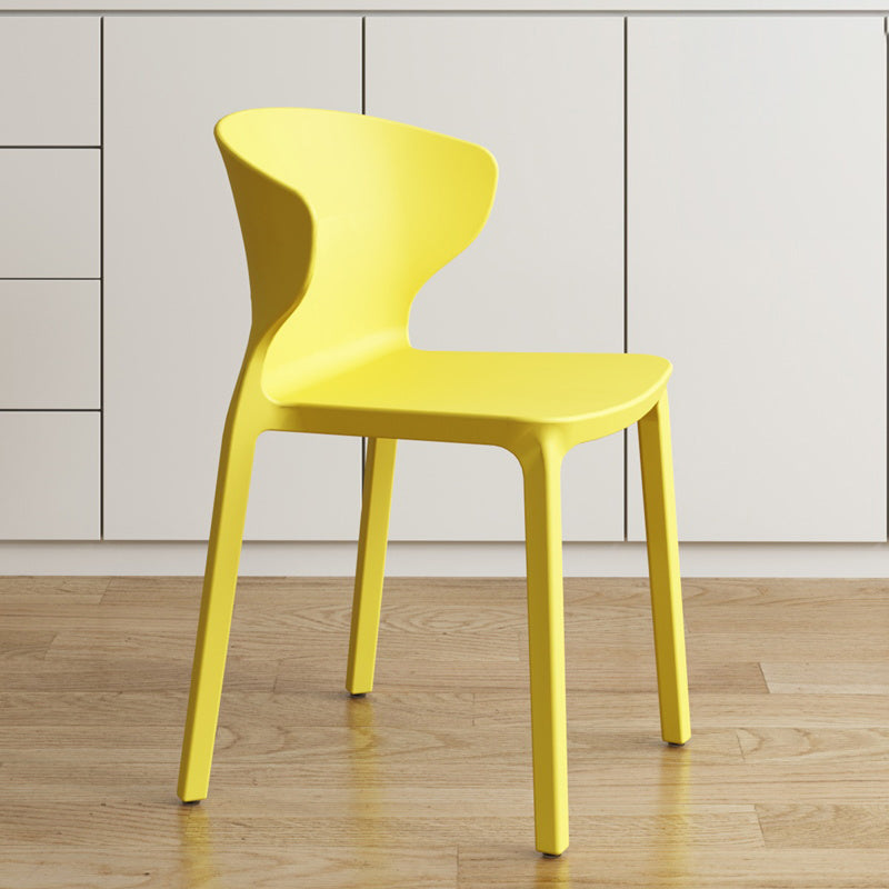 Contemporary Indoor Plastic Wingback Stackable Armless Dining Side Chair Yellow 1 Piece Clearhalo 'Dining Chairs' 'Dining Tables & Seating' 'dining_chair' 'furn' 'furn_dining_chair' 'Furniture' 'Kitchen & Dining Furniture' 7718146