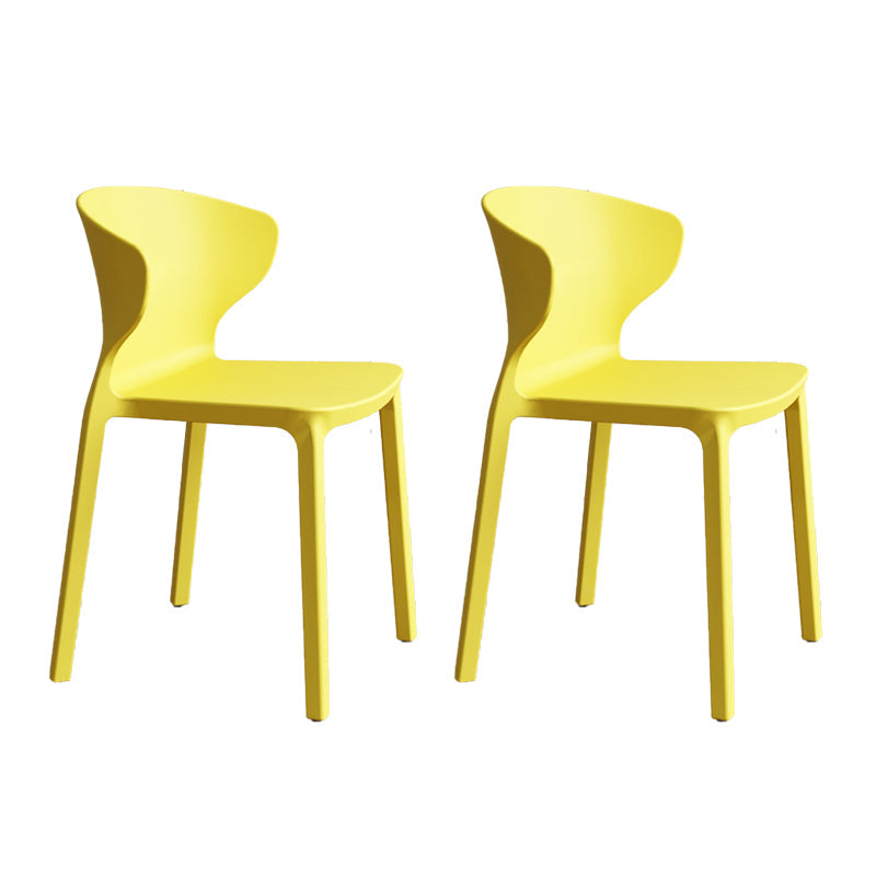 Contemporary Indoor Plastic Wingback Stackable Armless Dining Side Chair Yellow 2 Piece Set Clearhalo 'Dining Chairs' 'Dining Tables & Seating' 'dining_chair' 'furn' 'furn_dining_chair' 'Furniture' 'Kitchen & Dining Furniture' 7718148