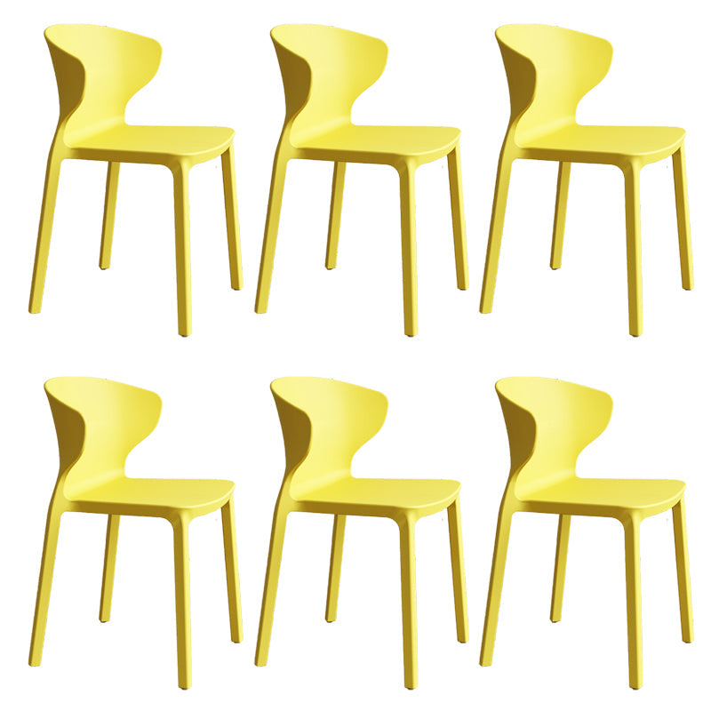 Contemporary Indoor Plastic Wingback Stackable Armless Dining Side Chair Yellow 6 Piece Set Clearhalo 'Dining Chairs' 'Dining Tables & Seating' 'dining_chair' 'furn' 'furn_dining_chair' 'Furniture' 'Kitchen & Dining Furniture' 7718152