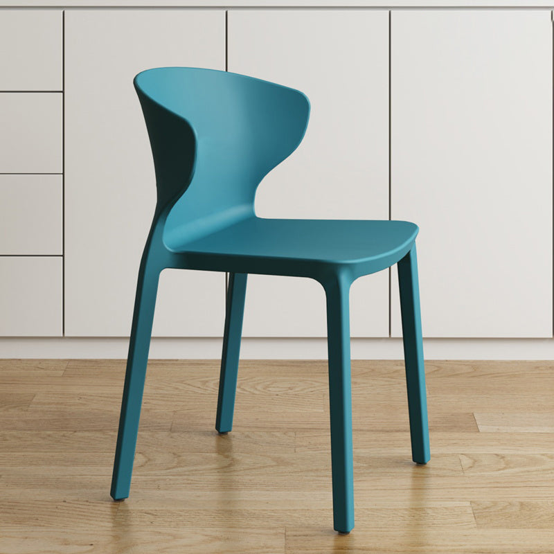 Contemporary Indoor Plastic Wingback Stackable Armless Dining Side Chair Blue 1 Piece Clearhalo 'Dining Chairs' 'Dining Tables & Seating' 'dining_chair' 'furn' 'furn_dining_chair' 'Furniture' 'Kitchen & Dining Furniture' 7718155