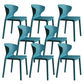 Contemporary Indoor Plastic Wingback Stackable Armless Dining Side Chair Blue 8 Piece Set Clearhalo 'Dining Chairs' 'Dining Tables & Seating' 'dining_chair' 'furn' 'furn_dining_chair' 'Furniture' 'Kitchen & Dining Furniture' 7718159