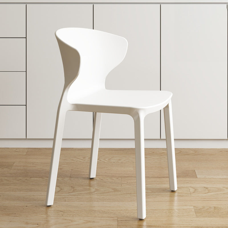Contemporary Indoor Plastic Wingback Stackable Armless Dining Side Chair White 1 Piece Clearhalo 'Dining Chairs' 'Dining Tables & Seating' 'dining_chair' 'furn' 'furn_dining_chair' 'Furniture' 'Kitchen & Dining Furniture' 7718160