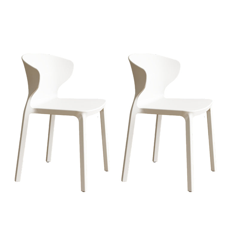 Contemporary Indoor Plastic Wingback Stackable Armless Dining Side Chair White 2 Piece Set Clearhalo 'Dining Chairs' 'Dining Tables & Seating' 'dining_chair' 'furn' 'furn_dining_chair' 'Furniture' 'Kitchen & Dining Furniture' 7718161