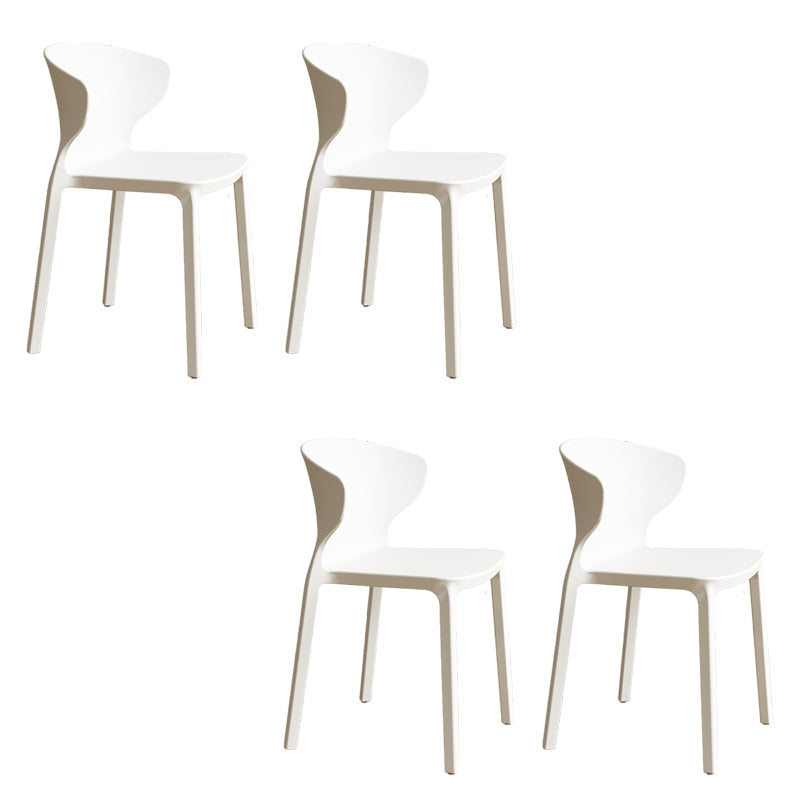Contemporary Indoor Plastic Wingback Stackable Armless Dining Side Chair White 4 Piece Set Clearhalo 'Dining Chairs' 'Dining Tables & Seating' 'dining_chair' 'furn' 'furn_dining_chair' 'Furniture' 'Kitchen & Dining Furniture' 7718162