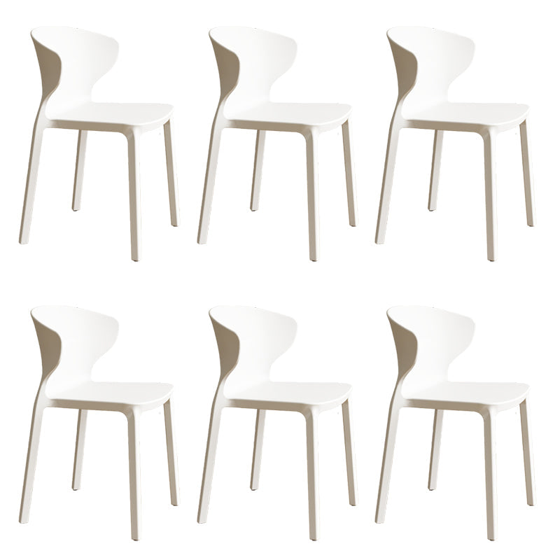 Contemporary Indoor Plastic Wingback Stackable Armless Dining Side Chair White 6 Piece Set Clearhalo 'Dining Chairs' 'Dining Tables & Seating' 'dining_chair' 'furn' 'furn_dining_chair' 'Furniture' 'Kitchen & Dining Furniture' 7718163