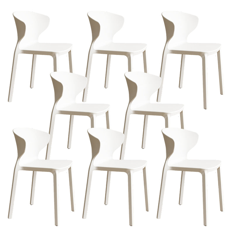 Contemporary Indoor Plastic Wingback Stackable Armless Dining Side Chair White 8 Piece Set Clearhalo 'Dining Chairs' 'Dining Tables & Seating' 'dining_chair' 'furn' 'furn_dining_chair' 'Furniture' 'Kitchen & Dining Furniture' 7718164