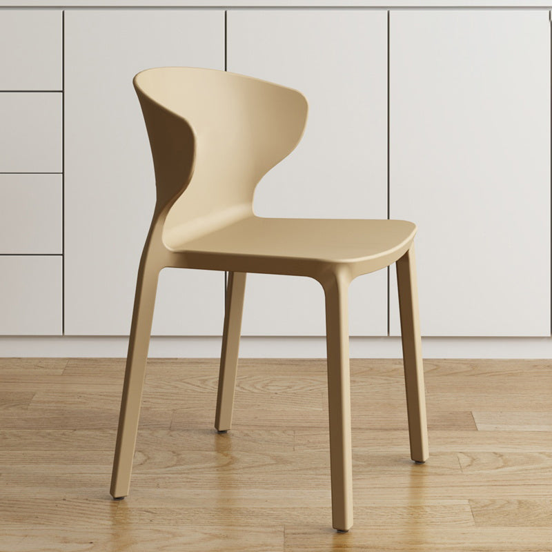 Contemporary Indoor Plastic Wingback Stackable Armless Dining Side Chair Khaki 1 Piece Clearhalo 'Dining Chairs' 'Dining Tables & Seating' 'dining_chair' 'furn' 'furn_dining_chair' 'Furniture' 'Kitchen & Dining Furniture' 7718165