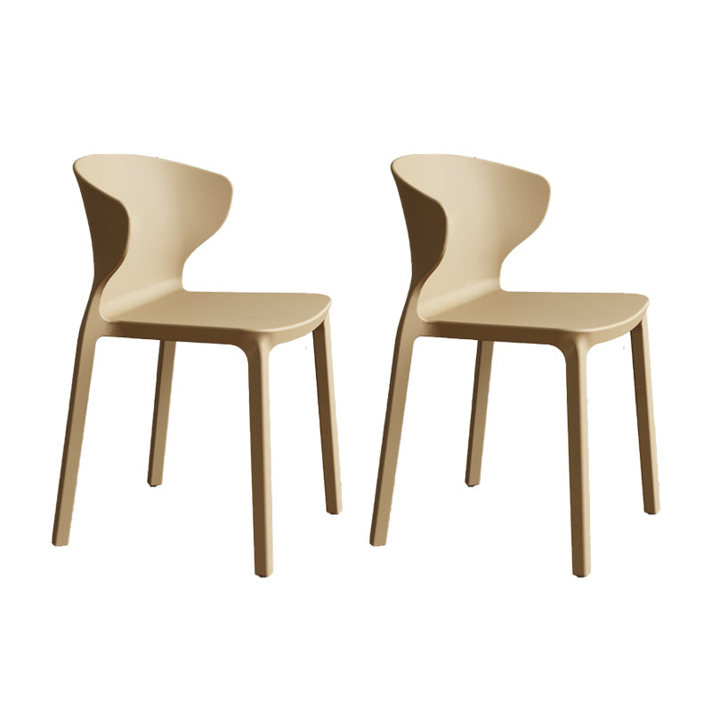 Contemporary Indoor Plastic Wingback Stackable Armless Dining Side Chair Khaki 2 Piece Set Clearhalo 'Dining Chairs' 'Dining Tables & Seating' 'dining_chair' 'furn' 'furn_dining_chair' 'Furniture' 'Kitchen & Dining Furniture' 7718166