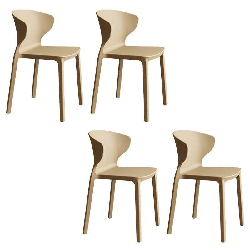 Contemporary Indoor Plastic Wingback Stackable Armless Dining Side Chair Khaki 4 Piece Set Clearhalo 'Dining Chairs' 'Dining Tables & Seating' 'dining_chair' 'furn' 'furn_dining_chair' 'Furniture' 'Kitchen & Dining Furniture' 7718167