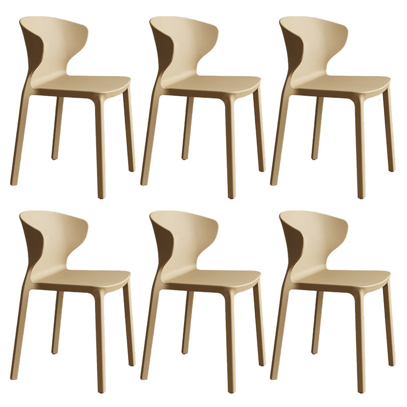 Contemporary Indoor Plastic Wingback Stackable Armless Dining Side Chair Khaki 6 Piece Set Clearhalo 'Dining Chairs' 'Dining Tables & Seating' 'dining_chair' 'furn' 'furn_dining_chair' 'Furniture' 'Kitchen & Dining Furniture' 7718168