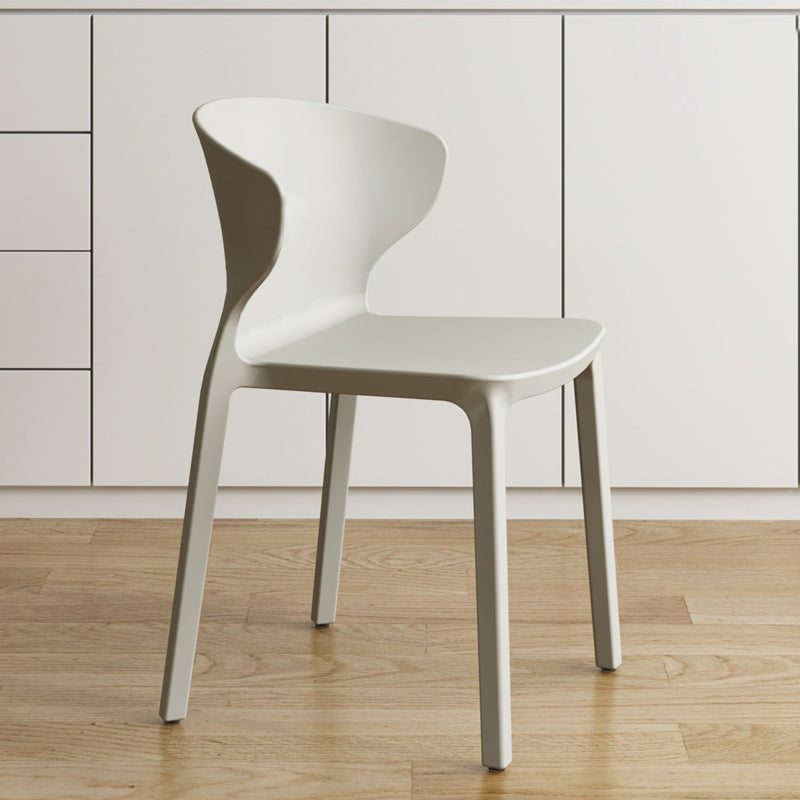 Contemporary Indoor Plastic Wingback Stackable Armless Dining Side Chair Light Gray 1 Piece Clearhalo 'Dining Chairs' 'Dining Tables & Seating' 'dining_chair' 'furn' 'furn_dining_chair' 'Furniture' 'Kitchen & Dining Furniture' 7718170