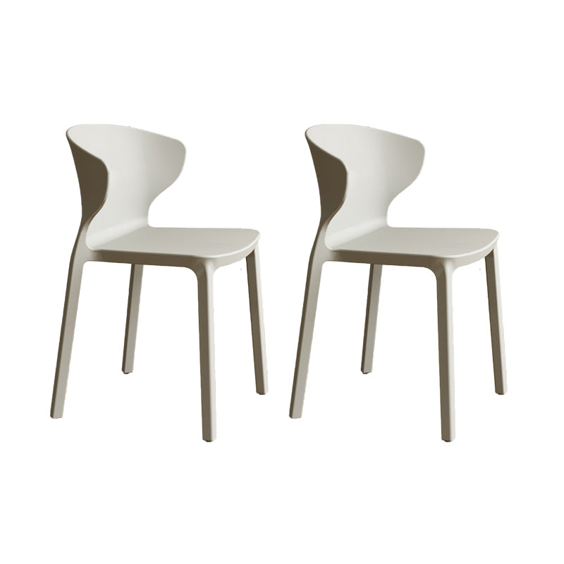 Contemporary Indoor Plastic Wingback Stackable Armless Dining Side Chair Light Gray 2 Piece Set Clearhalo 'Dining Chairs' 'Dining Tables & Seating' 'dining_chair' 'furn' 'furn_dining_chair' 'Furniture' 'Kitchen & Dining Furniture' 7718171